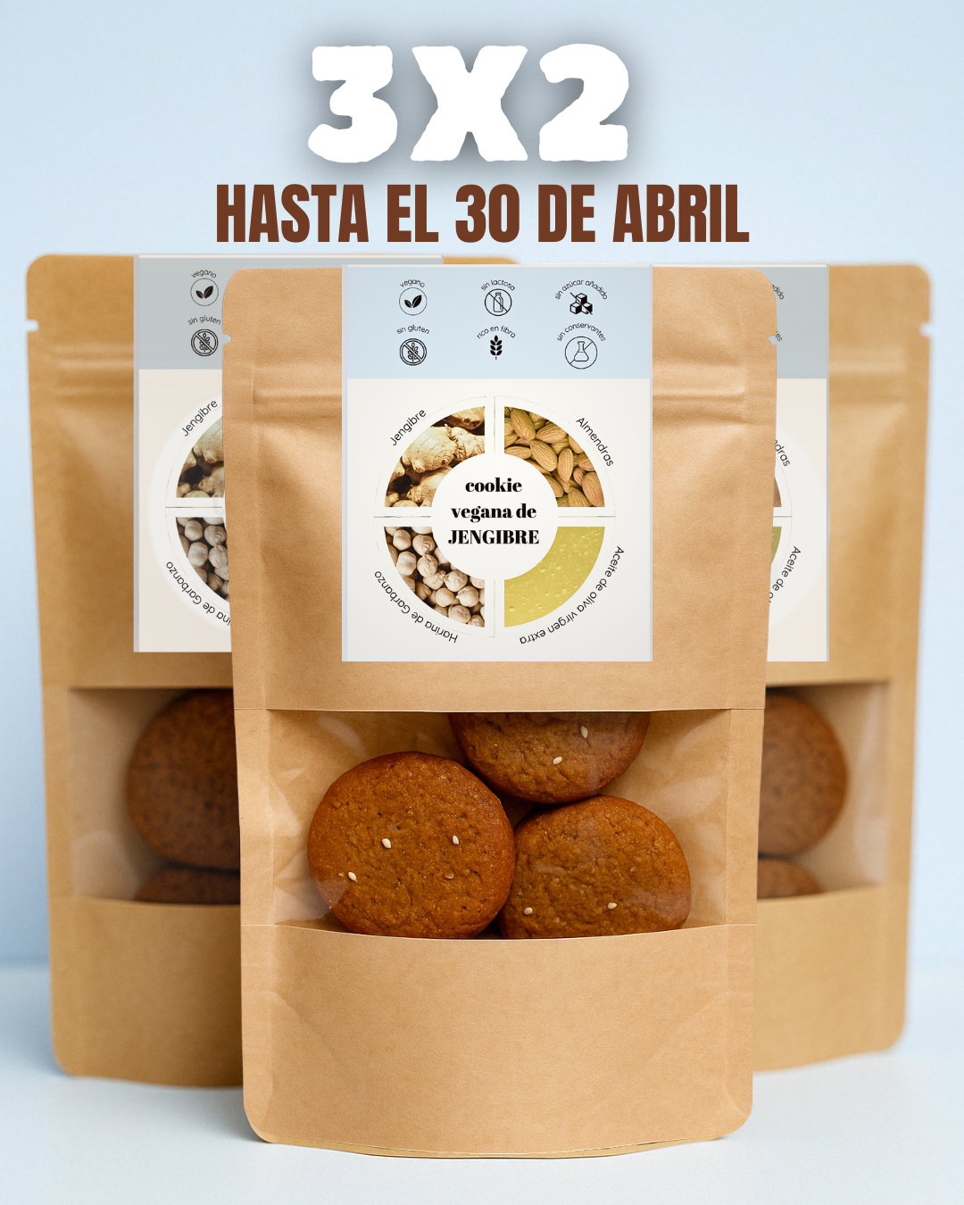 Oferta 3x2 - Cookies veganas de Jengibre